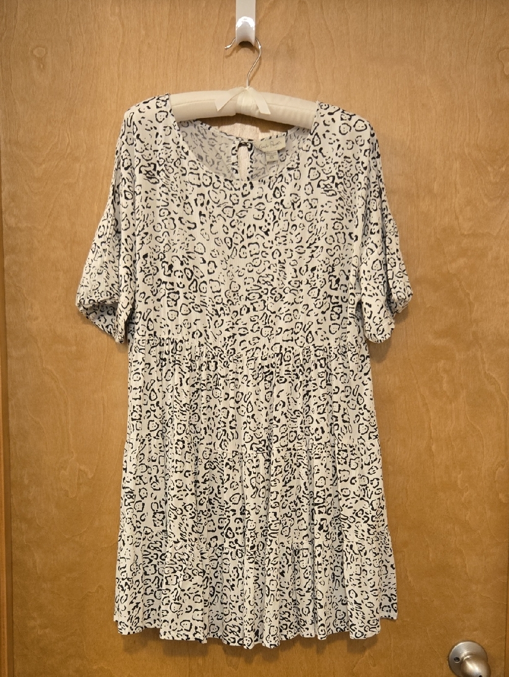 Charlie Paige Cream and Black Leopard Print Mini Dress NWT